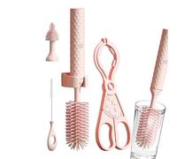 Spazzola per bottiglia in silicone - Pulire impermeabile con testa intercambiabile, strumento per la pulizia dei capezzoli | Brusco per lavare la paglia di paglia estesa, accessorio per