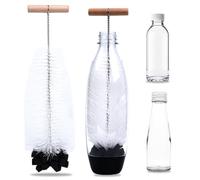 Spazzola per bottiglie da 35 cm per bottiglie di vetro Sodastream, sporco ostinato senza graffi, perfetto per bottiglie di vetro da 1 l, Duo, Pet di più (con setole e spugna per una pulizia potente)