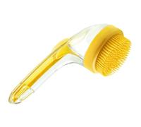 Spazzola per cani da bagno, spazzola per shampoo per cani, setole in silicone morbido, spazzola per shampoo a manico lungo per bagno di cane con dispenser di sapone, purificatore per shampoo per ch