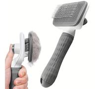 Spazzola per cani e gatti, elimina i peli morti, sistema autopulente, antistatico e lavabile, rispettoso della pelle, accessorio per cani, gatti (grigio)