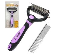 Spazzola per Cani e Gatti per Pelo Lungo, Dokkita Toelettatura Pettine per Cani Professionale, Cardatore Districante con 17+9 Lame Arrotondate, Pettine per Sottopelo Rimuove Sottopelo e Grovigli-Viola