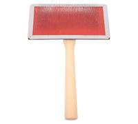 Spazzola per cani e gatti, spazzola per la toelettatura del cane con manico in legno, spazzola Slicker Brush media con setole in acciaio, per una pulizia accurata, rimuove il sottopelo sciolto, rosso