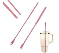 Spazzola per cannuccia in silicone, 2 spazzole riutilizzabili, FloraVigo - 6 mm + 10 mm, spazzola per la pulizia della cannuccia di vetro, cannucce metalliche, rosa