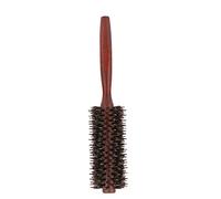 Spazzola per Capelli a Botte Tonda con Setole Naturali, Manico in Legno Massello, Compatibile con Asciugacapelli