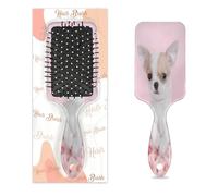 Spazzola per capelli a forma di chihuahua con fiore rosa, spazzola per capelli bagnata e asciutta, spazzola districante in plastica per bambini e adulti, regalo per il rientro a scuola, donne e uomini