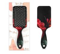 Spazzola per capelli a forma di farfalla con rosa rossa, spazzola per capelli bagnata e asciutta con cuscino d'aria spazzola districante in plastica per bambini adulti regalo per il rientro a scuola