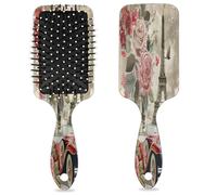 Spazzola per capelli a forma di fiore vintage Parigi, Torre Eiffel, per auto, bagnato, asciutto, cuscino d'aria, spazzola districante in plastica, per bambini e adulti, regalo per il rientro a scuola