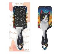 Spazzola per capelli a forma di gatto con rosa rossa, pittura a olio per gatti, cuscino d'aria asciutto e bagnato, spazzola districante in plastica, spazzola per capelli per bambini e adulti, regalo