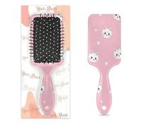 Spazzola per capelli a pois con viso di gatto, per donne e ragazze, antistatica con setole in nylon lisce, spazzola districante, design leggero di sfiato, per capelli bagnati e asciutti (21 x 5 cm)