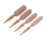 Spazzola per Capelli a Rullo 4 Pezzi Tubo in Alluminio Coda Appuntita Manico in Legno Spazzola Arricciacapelli Rotonda in Faggio con Setole in Nylon, Uso Professionale in
