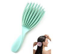 Spazzola per capelli afro americani/africani, testurizzata, professionale, curva, ventilata, per bagnati, asciutti, ricci, districanti, massaggi, parrucchieri (verde, S)