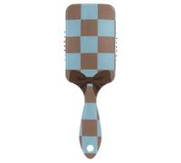 Spazzola per capelli antistatica a scacchiera blu-marrone per massaggio del cuoio capelluto dai capelli fini per capelli lunghi con manico ergonomico cepillo para cabello rizado