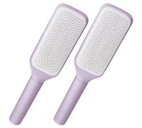 Spazzola per capelli autopulente da 2 pezzi, Spazzola per capelli retrattile antistatica con un clic con impugnatura rotante, per rimozione e pulizia senza sforzo, Viola..