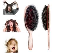Spazzola per capelli bagnata da donna, con setole, indolore, districante a spirale, per capelli ricci, spessi e secchi (oro rosa)