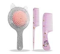 Spazzola per Capelli Bambina e Set di Pettini per Ragazze Capelli Bagnati e Asciutti 3pcs (Argento)