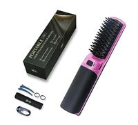 Spazzola per capelli calda, mini raddrizzatore per capelli portatile, ricaricabile tramite USB, 5200 mAh, 2 in 1, con funzione anti-scottatura, per donne e uomini (viola)