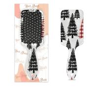 Spazzola per capelli con albero di Natale, motivo scozzese rosso, per donne e ragazze, antistatica con setole in nylon lisce, spazzola districante, design leggero di ventilazione per capelli bagnati e