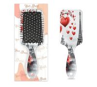 Spazzola per capelli con cuore rosso e torre Eiffel, spazzola per capelli bagnata e asciutta con cuscino d'aria, spazzola districante in plastica, per bambini e adulti, regalo per il rientro a scuola