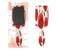 Spazzola per capelli con fiori di papavero e fiori di papavero, spazzola districante in plastica, per bambini e adulti, regalo per il rientro a scuola, donne e uomini