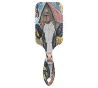 Spazzola per capelli con girasoli e mucca, in nylon, districante, pettini per donne antistatici e crespi