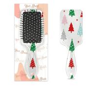 Spazzola per capelli con motivo albero di Natale e stelle, per donne e ragazze, antistatica con setole in nylon lisce, spazzola districante, design leggero di ventilazione per capelli bagnati e