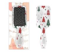 Spazzola per capelli con motivo albero di Natale, per donne e ragazze, antistatica con setole in nylon lisce, spazzola districante, design leggero di ventilazione per capelli bagnati e asciutti (21 x