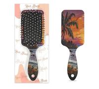 Spazzola per capelli con palma al tramonto, spazzola per capelli tropicale con cuscino d'aria asciutto e bagnato, spazzola districante in plastica, per bambini e adulti, regalo per il rientro a scuola