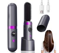Spazzola per capelli corti, spazzola lisciante con setole in ceramica, per donne, portatile e ricaricabile, per viaggi e uso quotidiano, viaggi e uso quotidiano (C)