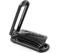 Spazzola per capelli da viaggio, mini spazzola per capelli con specchio, spazzola compatta per capelli, spazzola bagnata, spazzola tascabile per capelli, pettine da viaggio per donne e uomini (nero)
