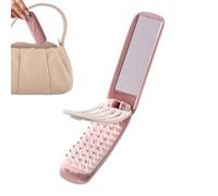 Spazzola per capelli da viaggio, portatile, con specchio, piccola spazzola per parrucchiere, da viaggio, per donne, ragazze, per uso quotidiano, palestra, lavoro, scuola, viaggi, toelettatura