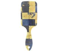 Spazzola per capelli delicata con motivo a scacchi blu e oro per l'asciugatura del phon Progettato massaggiatore testa cuoio capelluto per capelli ricci con manico ergonomico cepillo para pelo rizado