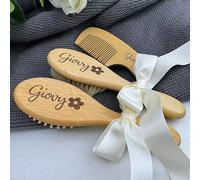 Spazzola Per Capelli E Pettine In Legno Personalizzati Per Neonato, Spazzola Per Capelli Personalizzata Con Nome Inciso, Regalo Per Baby Shower(3Pcs-A)