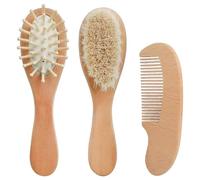 Spazzola per Capelli e Pettine per Neonati, 3 pezzi,Personalizzati Personalizzati,Spazzola per capelli in legno naturale,Set Di Spazzole Per Capelli E Pettini Per Bambini,Spazzola morbida per neonati