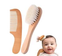 Spazzola per capelli e pettine per neonati, Set per la cura del bambino 2 in 1, Spazzola per capelli in legno naturale con setole morbide di capra, per bambini e neonati
