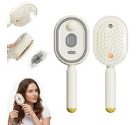 Spazzola Per Capelli Elettrica A Vapore, Spazzola Per Capelli Con Getto D'acqua Per Ridurre L'effetto Crespo, Vaporizzatore Spray Districante E Antistatico Per Ricci, Pettine A Cuscino D'aria(bianca)