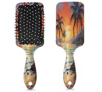 Spazzola per capelli estiva con palma da spiaggia tramonto albero tropicale bagnato asciutto cuscino d'aria spazzola per capelli districante in plastica spazzola per capelli per bambini adulti ritorno