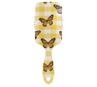 Spazzola per capelli gialla bianca a quadri scozzesi farfalla amichevole per massaggio del cuoio capelluto spesso Progettato per diradare i capelli con manico ergonomico cepillo para cabello de mujer