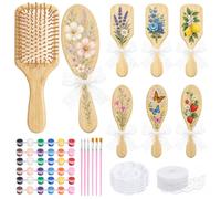 Spazzola per Capelli in Bambù fai da te, Spazzola legno per capelli | con 6 Spazzola per Capelli in Bambù Naturale e Strumenti per la Pittura, Regali per Amica, Damigelle d'onor
