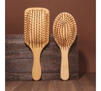 Spazzola per capelli in bambù naturale anti-statica, adatta per la cura dei capelli e del cuoio capelluto, con cuscinetto anti-statico, strumento di styling di misura universale Grande dimensione roto