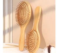 Spazzola per capelli in bambù naturale antistatica, adatta per la cura dei capelli e del cuoio capelluto, con cuscinetto antistatico, strumento per lo styling, misura universale 1 pezzo-861-4B colore 