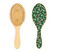 Spazzola per capelli in legno, bastoncini di zucchero di Natale, fiocchi di neve, spazzola per capelli lunghi, corti, ricci, spessi, sottili, per donne, uomini, ragazzi e ragazze