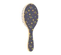Spazzola per capelli in legno Cartoon Api Felice Buona Fortuna Texture Spazzola Paddle Per Capelli Naturali Spazzola di Legno Per La Crescita Dei Capelli Spazzola di Legno Messaggio