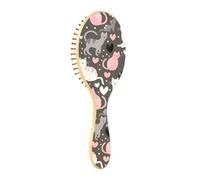 Spazzola per capelli in legno Cartoon Carino Grigio Bianco Pesca Gatti Paddle Spazzola Per Capelli Naturali Spazzola Per Capelli In Legno Per Le Donne Spazzola In Legno Naturale