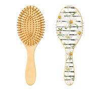 Spazzola per capelli in legno, con margherita bianca, nera e bianca, per capelli lunghi, corti, ricci, spessi, sottili, per donne, uomini, ragazzi e ragazze