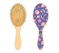 Spazzola per capelli in legno, costellazione mistica pastello, lune, pianeti e stelle, spazzola per capelli lunghi, corti, ricci, spessi, sottili, per donne, uomini, ragazzi e ragazze