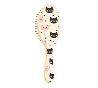 Spazzola per capelli in legno Cute Animal Cat Black Peach Cream Paddle Spazzola per capelli per le donne Spazzole in legno per capelli Spazzola per capelli Massaggio in legno