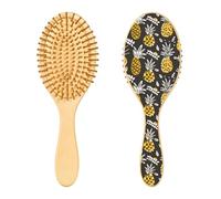 Spazzola per capelli in legno, disegnata a mano, ananas e foglie, per capelli lunghi, corti, ricci, spessi, sottili, per donne, uomini, ragazzi e ragazze
