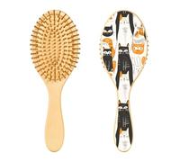 Spazzola per capelli in legno, disegnata a mano, con gatti, per capelli lunghi, corti, ricci, spessi, sottili, per donne, uomini, ragazzi e ragazze