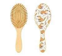 Spazzola per capelli in legno, graziosa spazzola per capelli con foglie, per capelli lunghi, corti, ricci, spessi, sottili, per donne, uomini, ragazzi e ragazze