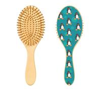 Spazzola per capelli in legno, motivo astratto pinguino su sfondo blu, spazzola per capelli lunghi, corti, ricci, spessi, sottili, per donne, uomini, ragazzi e ragazze